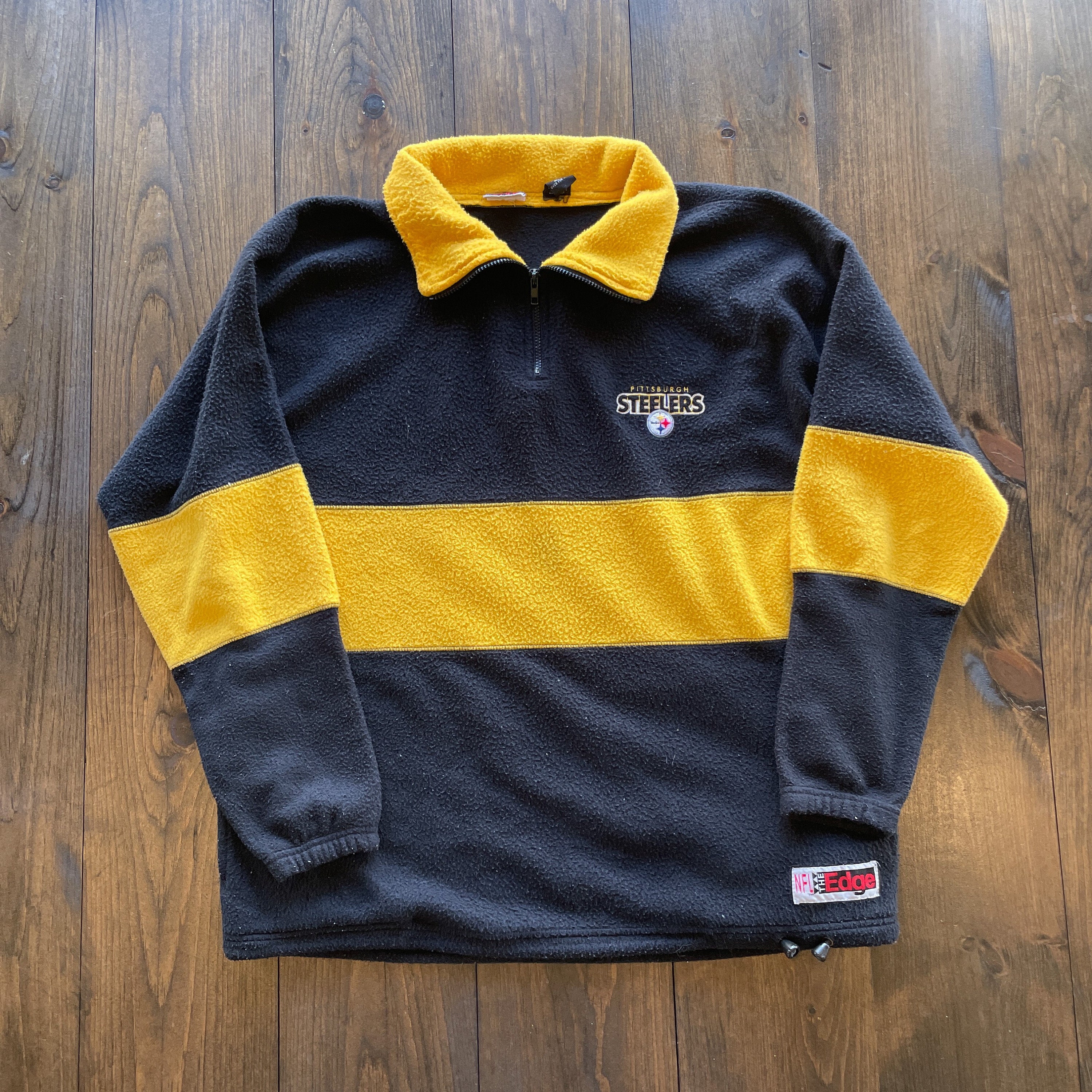 CargoThrifts Vintage 1997 Pittsburgh Steelers NFL A American Football Fleece Quarter Zip Sweatshirt / Size Large