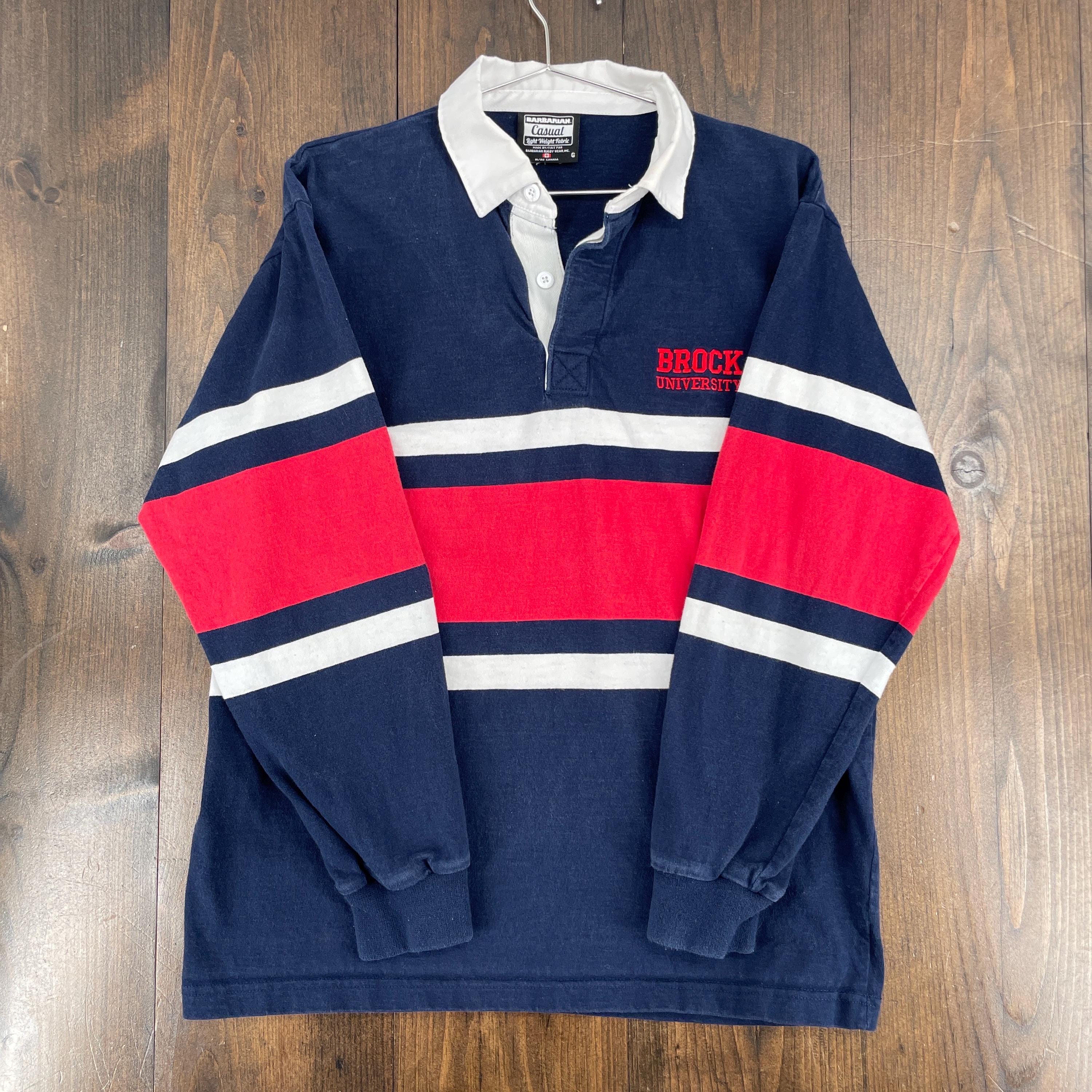 Vintage 1990s Barbarian Rugby Polo Collared Long Sleeve Striped
