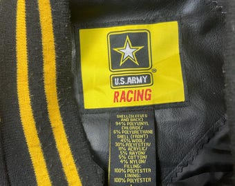 Vintage US Army Racing Faux Leather Bomber Jacket United States