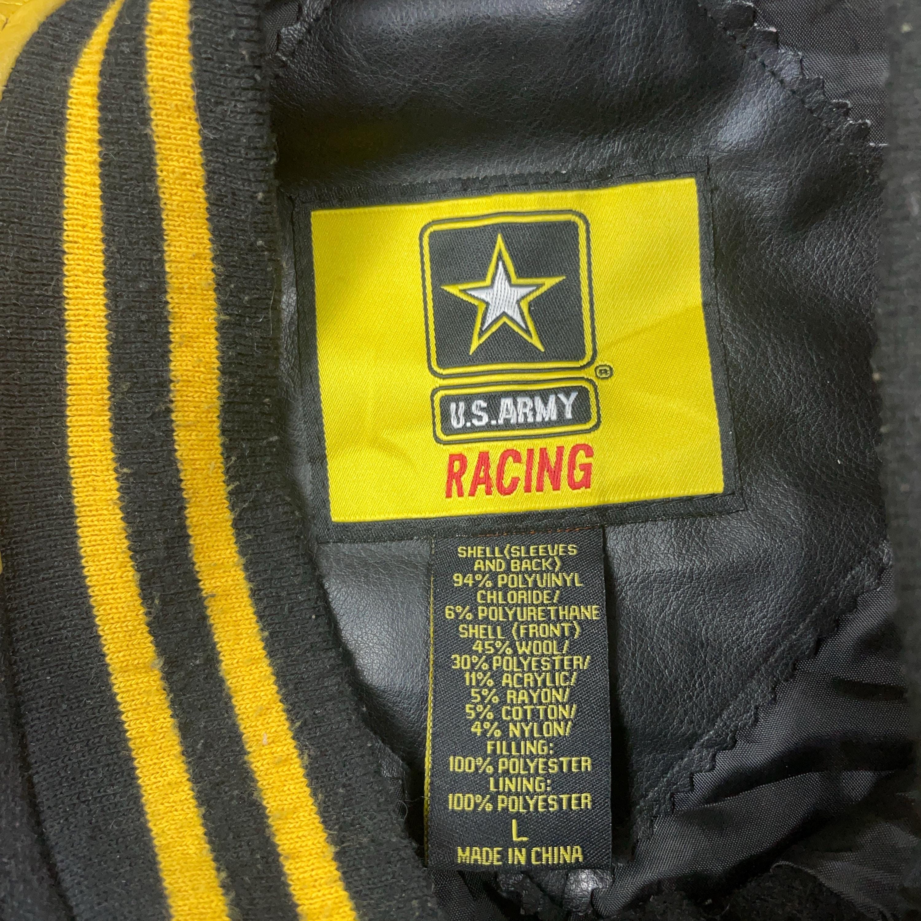 Vintage US Army Racing Faux Leather Bomber Jacket United States