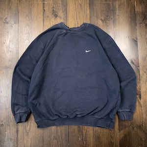 Vintage 1990s Nike Logo Mini Swoosh Embroidered Crewneck Sweatshirt / size 2XL