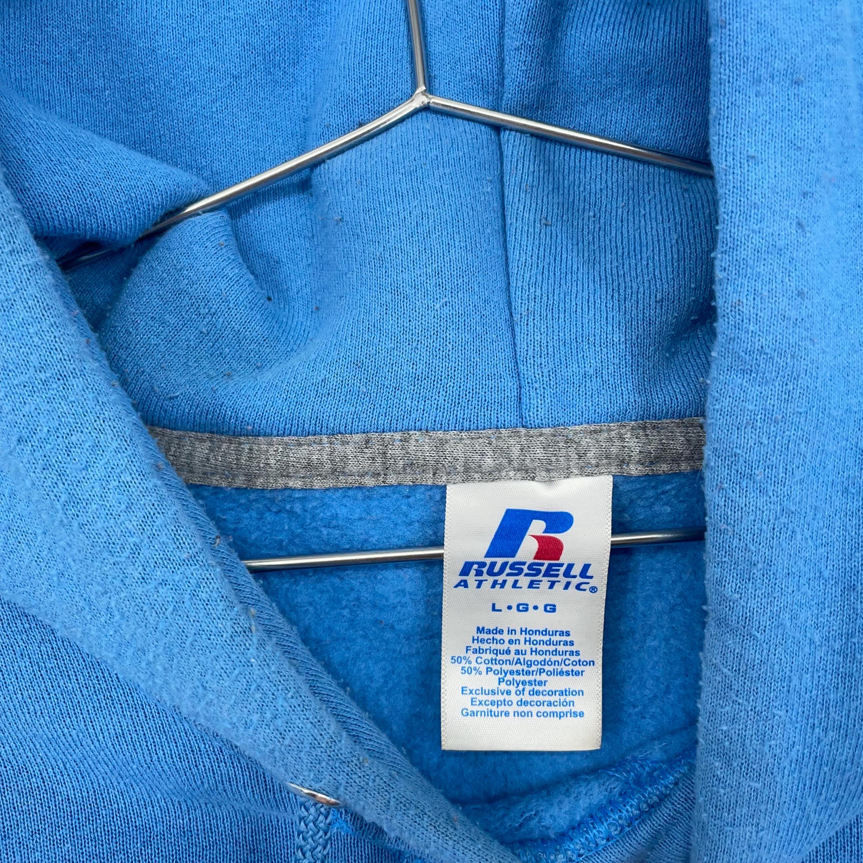 Vintage 1990s Russell Athletic Light Blue Blank Pullover Hoodie
