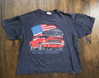 Vintage 1990s American Original Muscle Car Automotive Flag Single Stitch Graphic Shirt / made in USA / size XL