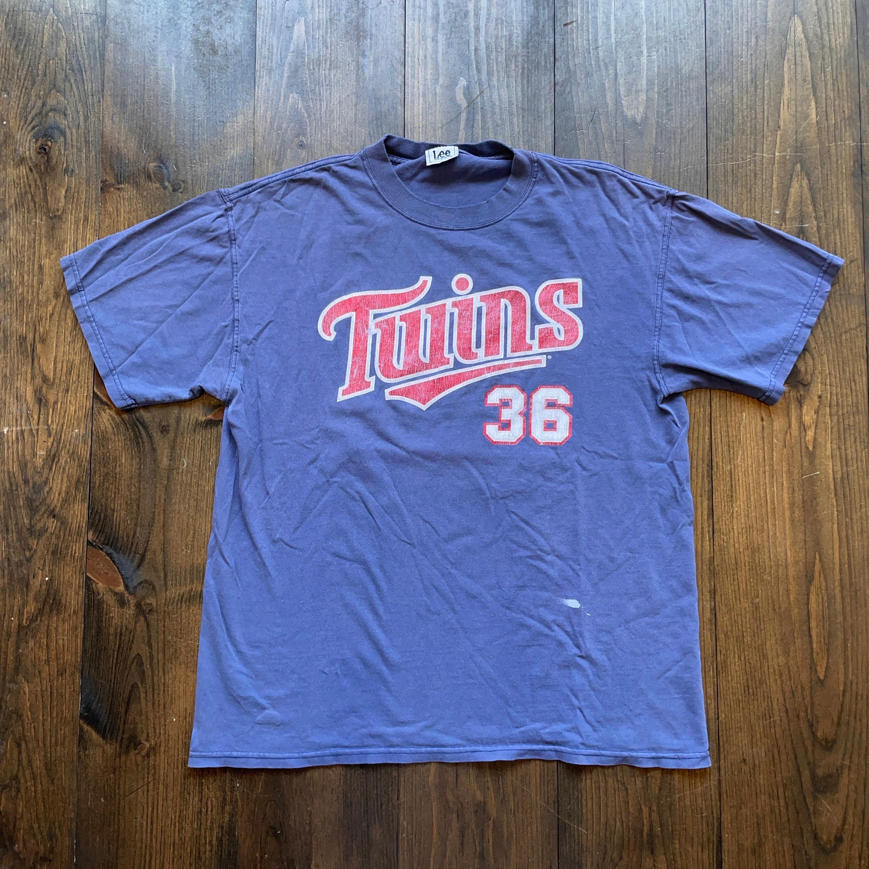90's Minnesota Twins クーパーズタウン XL古着ゲームシャツ Vintage Minnesota Twins Nathan 36 MLB Baseball Graphic Shirt / See