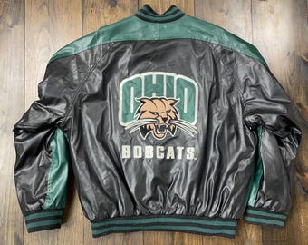 Vintage 1990s Ohio Bobcats University College Varsity Faux Leather 