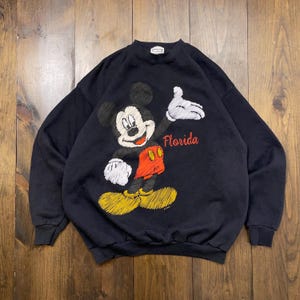 Sudadera vintage de cuello redondo con dibujos animados de Disney de Mickey Mouse, Florida, década de 1990, fabricada en EE. UU., talla XL