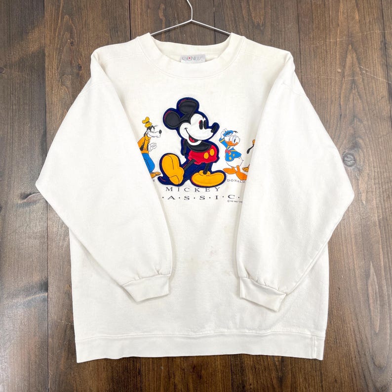 Vintage 1990s Mickey Mouse Disney Cartoon Crewneck Sweatshirt / made in USA / size Large (runs smaller, see measurements) image 5