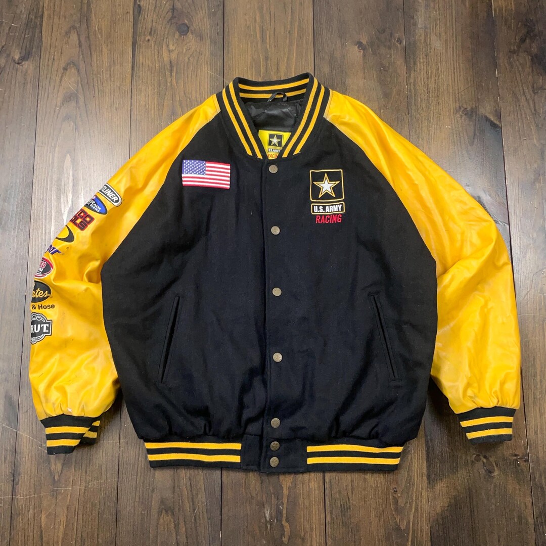 U.S. ARMY Racing team リバーシブルジャケット used Vintage US Army Racing Faux Leather Bomber Jacket United States