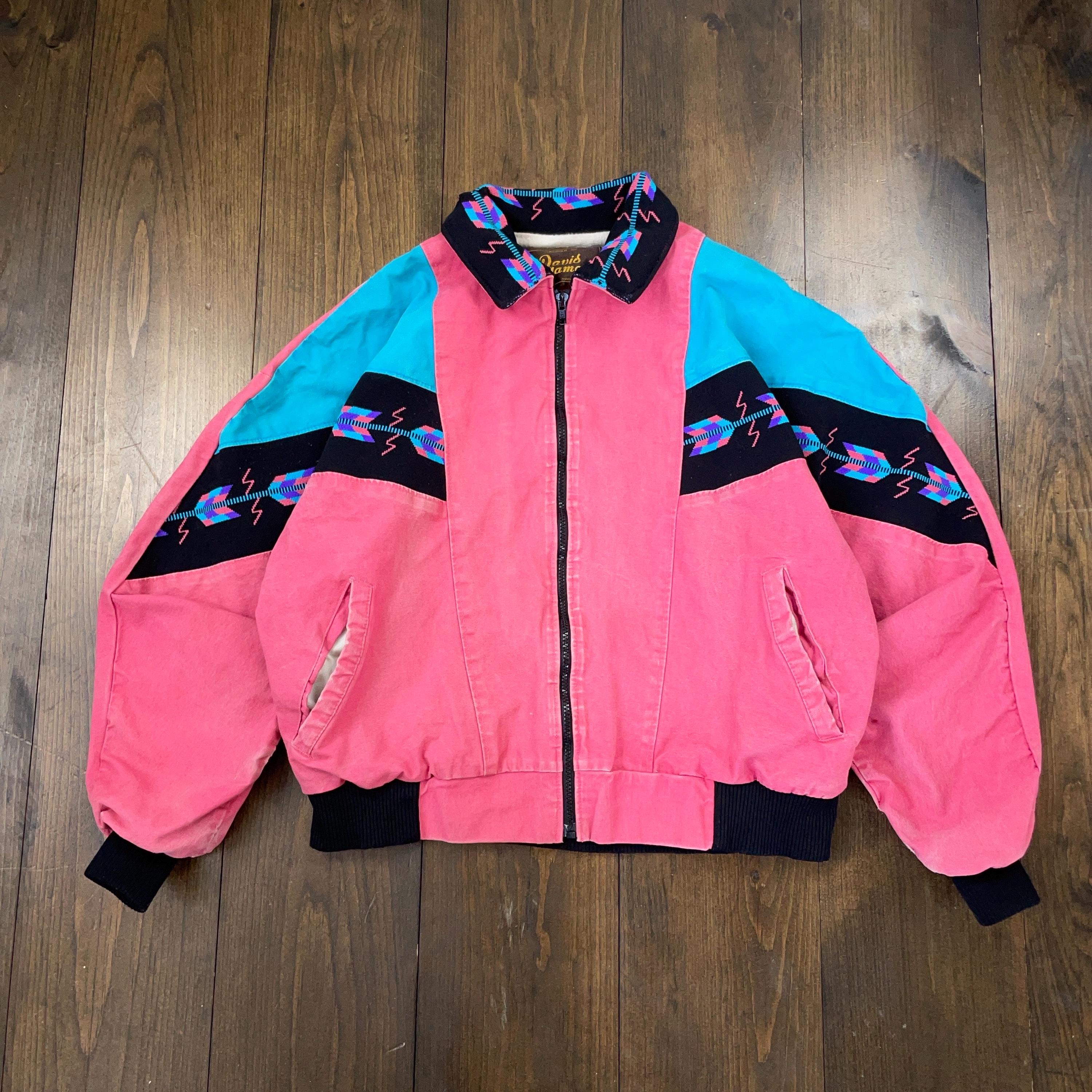 Vintage 1980s Canvas David James Western Aztec Geometric Bomber 