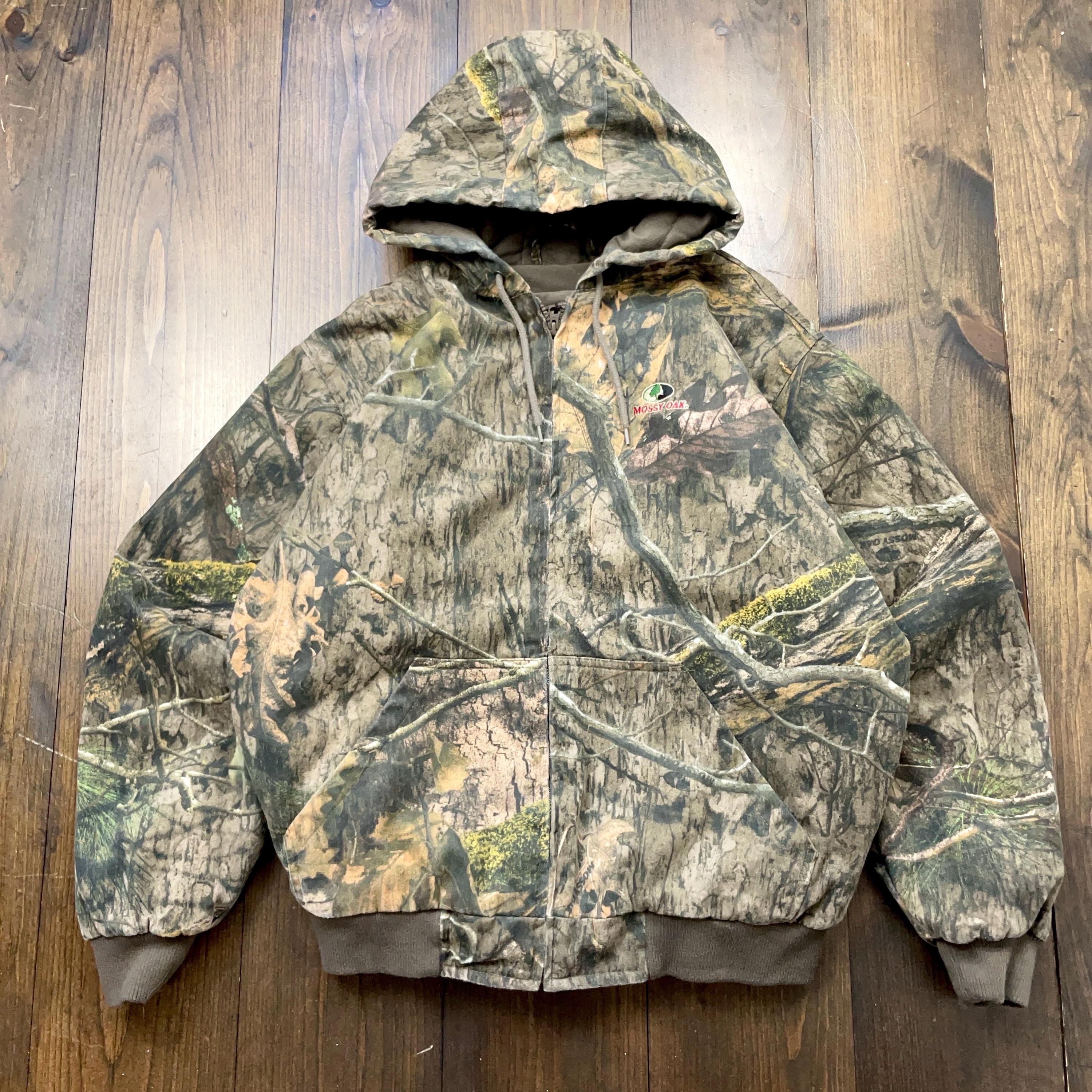 Vintage 1990s Mossy Oak Camo Camouflage Hooded Bomber Jacket