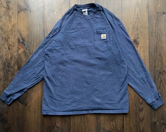 Vintage 1990s Carhartt Workwear Front Pocket Long Sleeve Shirt / see measurements for sizing