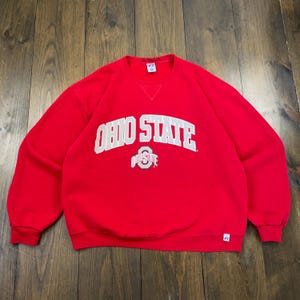 Vintage 1990s Ohio State Buckeyes University College Varsity Russell Athletic Crewneck Sweatshirt / tag size Large (see measurements)