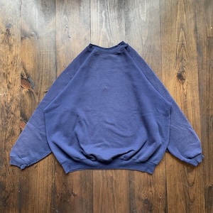 Vintage 1990s Blue Blank Crewneck Sweatshirt / size 2XL
