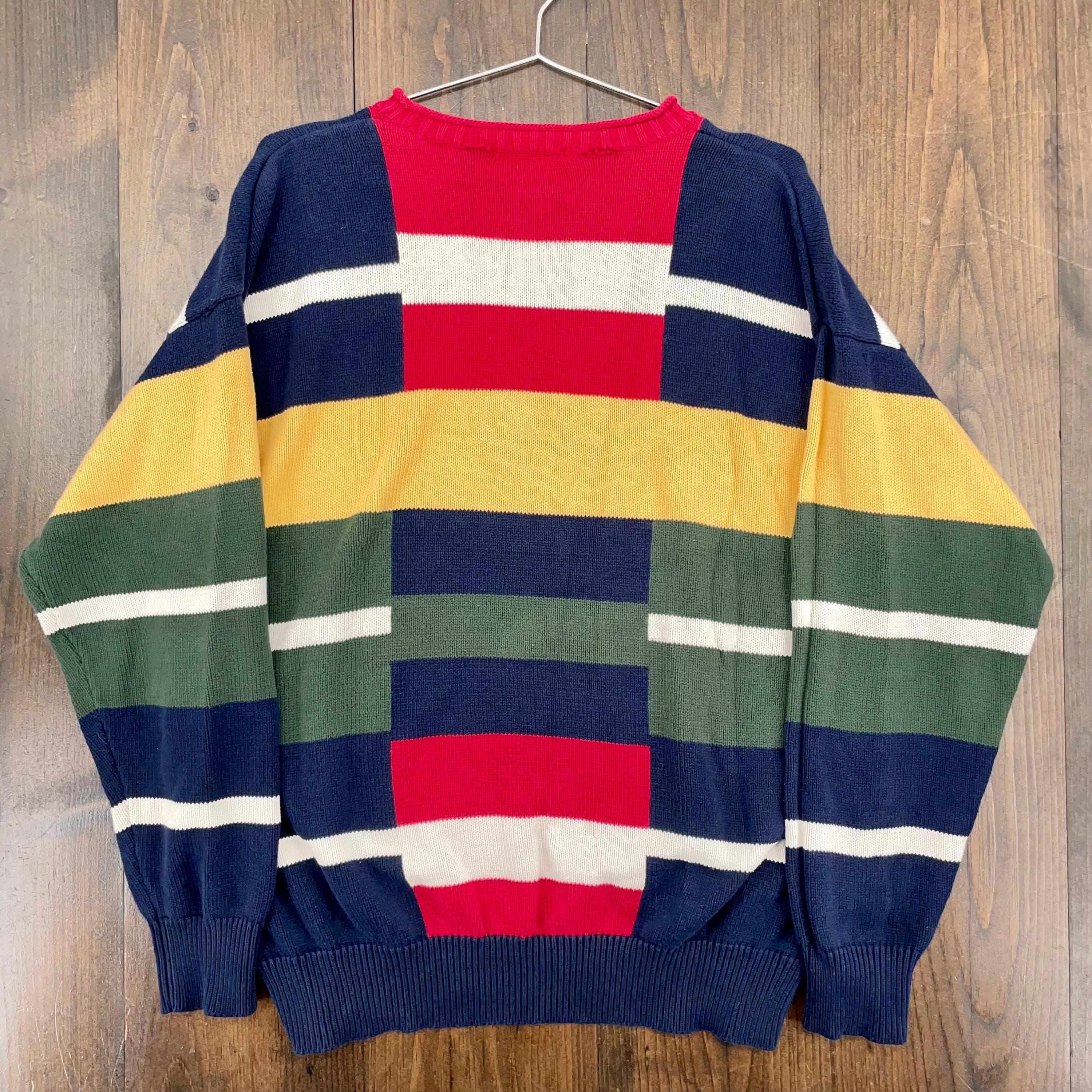 メンズウェア vintage cotton design knit Vintage 1990s Nautica Geometric Color Block Pattern Knitted