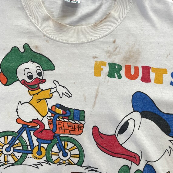 Vintage 90s Donald Duck Fruits Double Sided Cartoon S… Gem