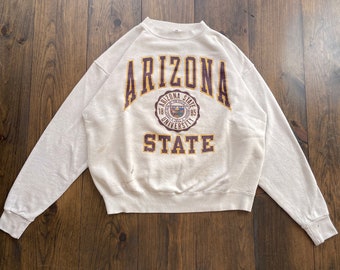 Vintage 1990s Arizona State University College Varsity Crest Crewneck Sweatshirt / made in USA / size XL