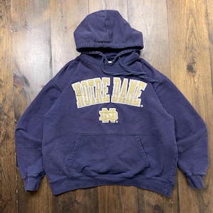 Vintage University of Notre Dame Fighting Irish College Football Varsity Hoodie Sweatshirt / size Medium (see measurements)