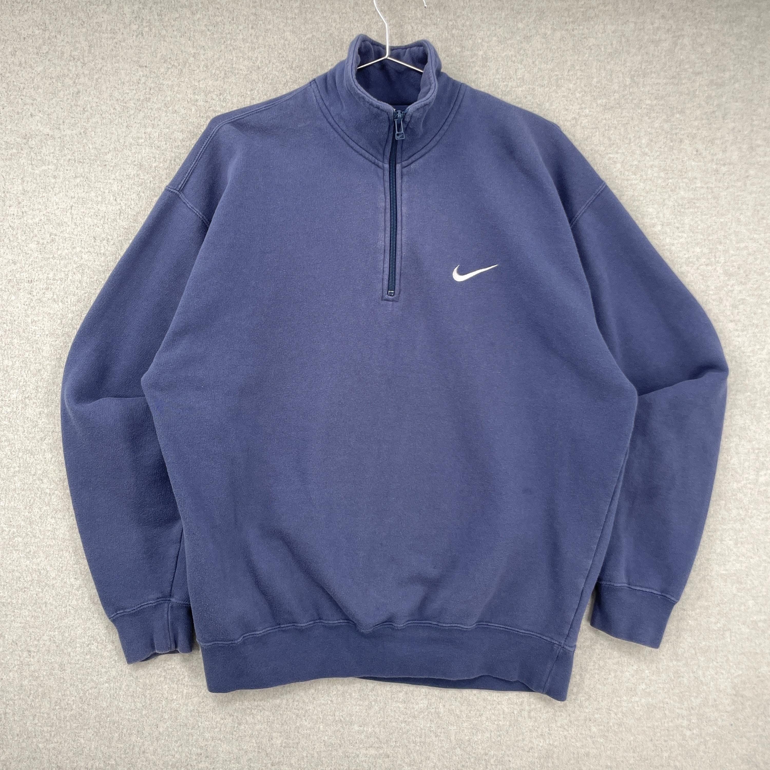 Vintage 1990s Nike Blue Quarter Zip Sweatshirt / Size Large (see