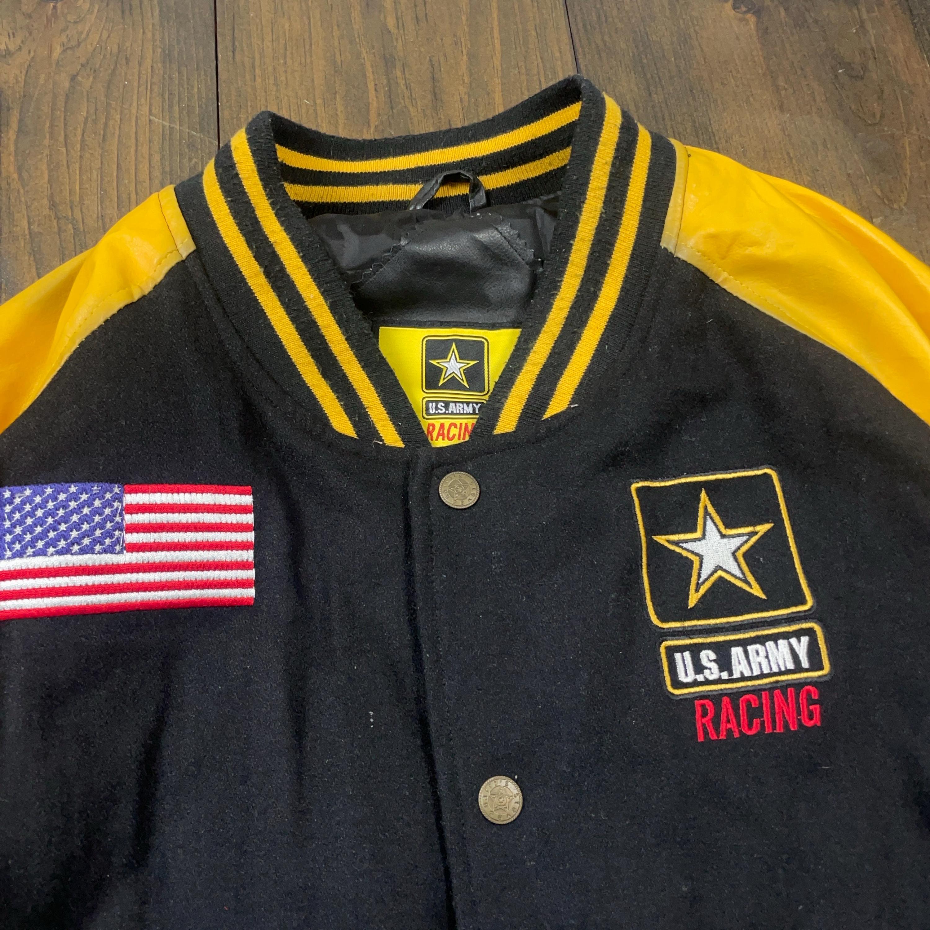 Vintage US Army Racing Faux Leather Bomber Jacket United States