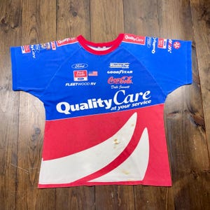 Vintage 1990s Nascar Racing Race Car All Over Print AOP Double Sided Single Stitch Graphic Shirt / see measurements for sizing