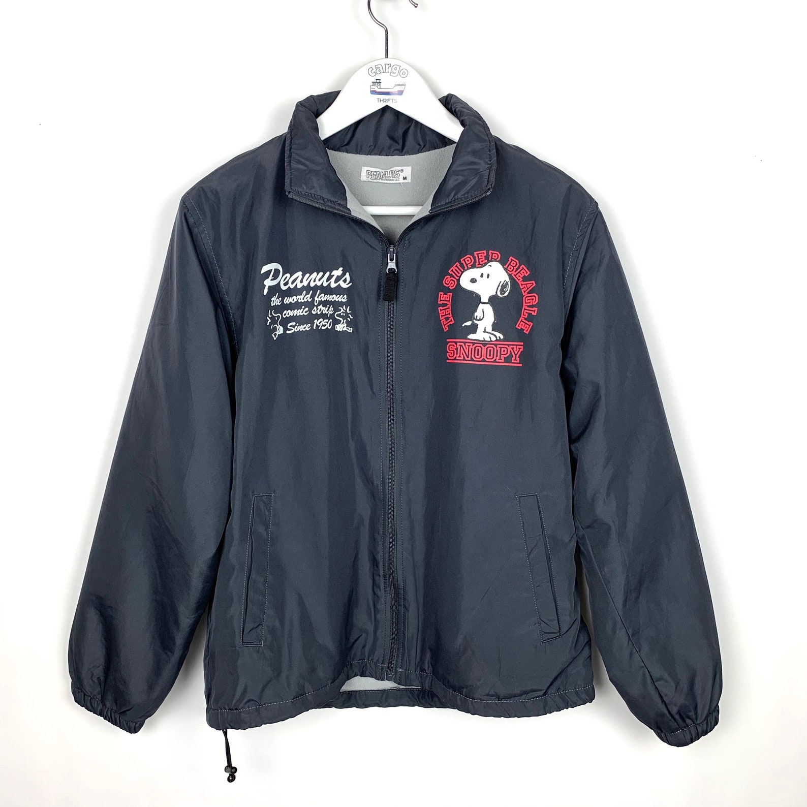 Vintage 90s Peanuts Snoopy light fleece lined jacket size Etsy