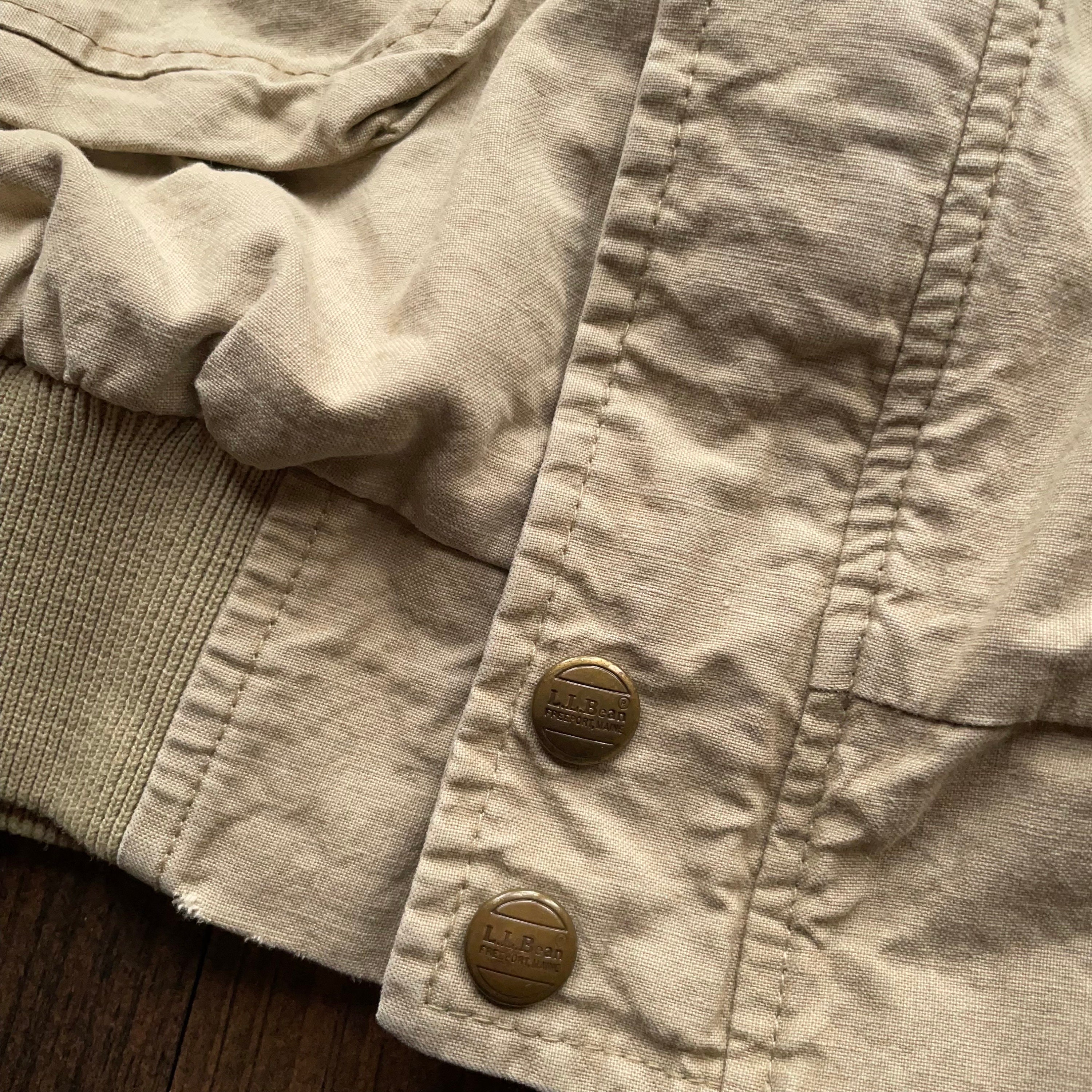 Vintage 1990s LL Bean Light Windbreaker Beige Bomber Jacket Vintage 1990s LL Bean Light Windbreaker Beige Bomber Jacket