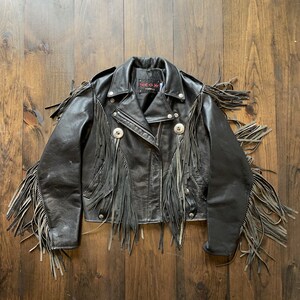 Vintage 1990's Schott 526W Leather Tassel Fringe Dur O Jac Bomber