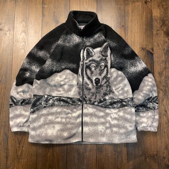 Vintage wolf print fleece - Gem Vintage wolf print fleece - Gem