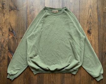 Vintage 1990s Green Blank Crewneck Sweatshirt / see measurements for sizing
