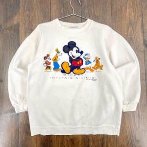 Vintage 1990s Mickey Mouse Disney Cartoon Crewneck Sweatshirt / made in USA / size Large (runs smaller, see measurements) image 1