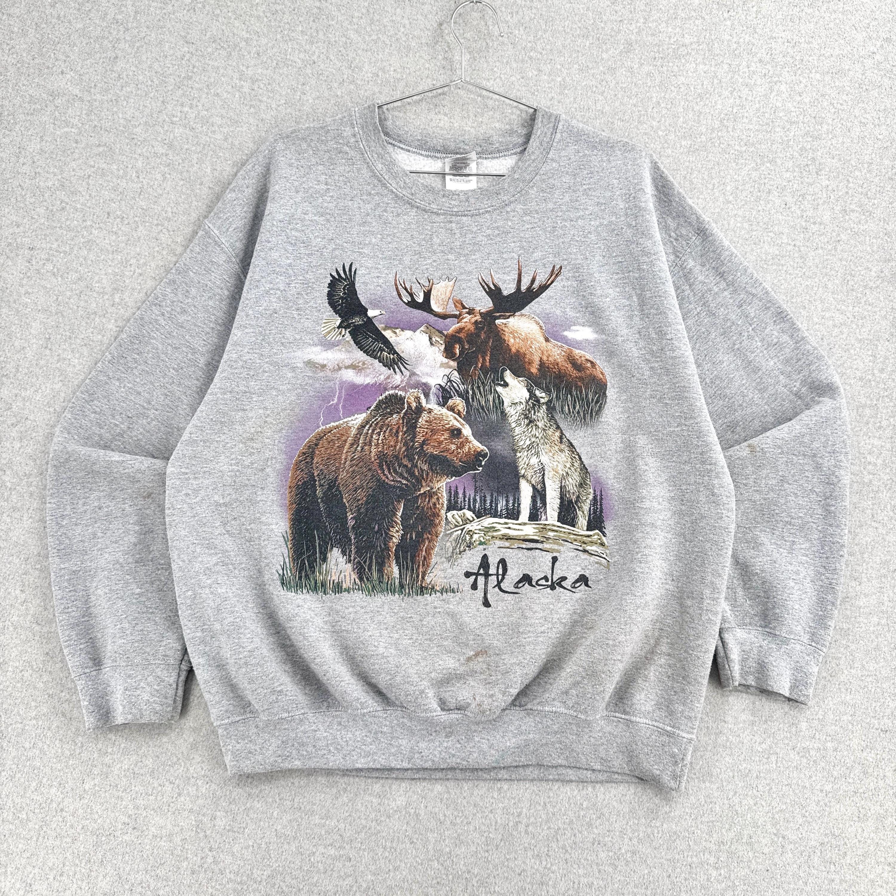 Vintage 1990s Alaska Moose Wolf Bear Eagle Animal Wildlife Nature