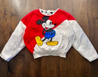 Vintage 1990s Disney Mickey Mouse Reversible All Over Print AOP Crewneck Sweatshirt / size OS (see measurements)