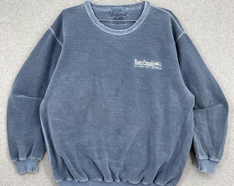 Sudadera vintage de los años 90 de Roots Canada con cuello redondo y bordado de castor / Talla L/XL (ver medidas)