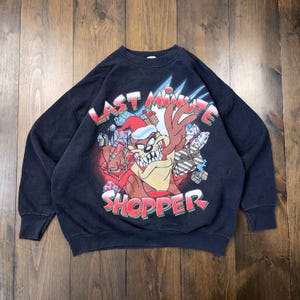 Vintage 1997 Warner Bros Taz Tasmanian Devil Cartoon Christmas sweater met ronde hals / made in USA / maat 22/24W (zie afmetingen)
