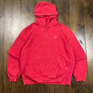 Vintage 1990s Nike Mini Swoosh Essential Blank Hoodie Sweatshirt / XL (see measurements)