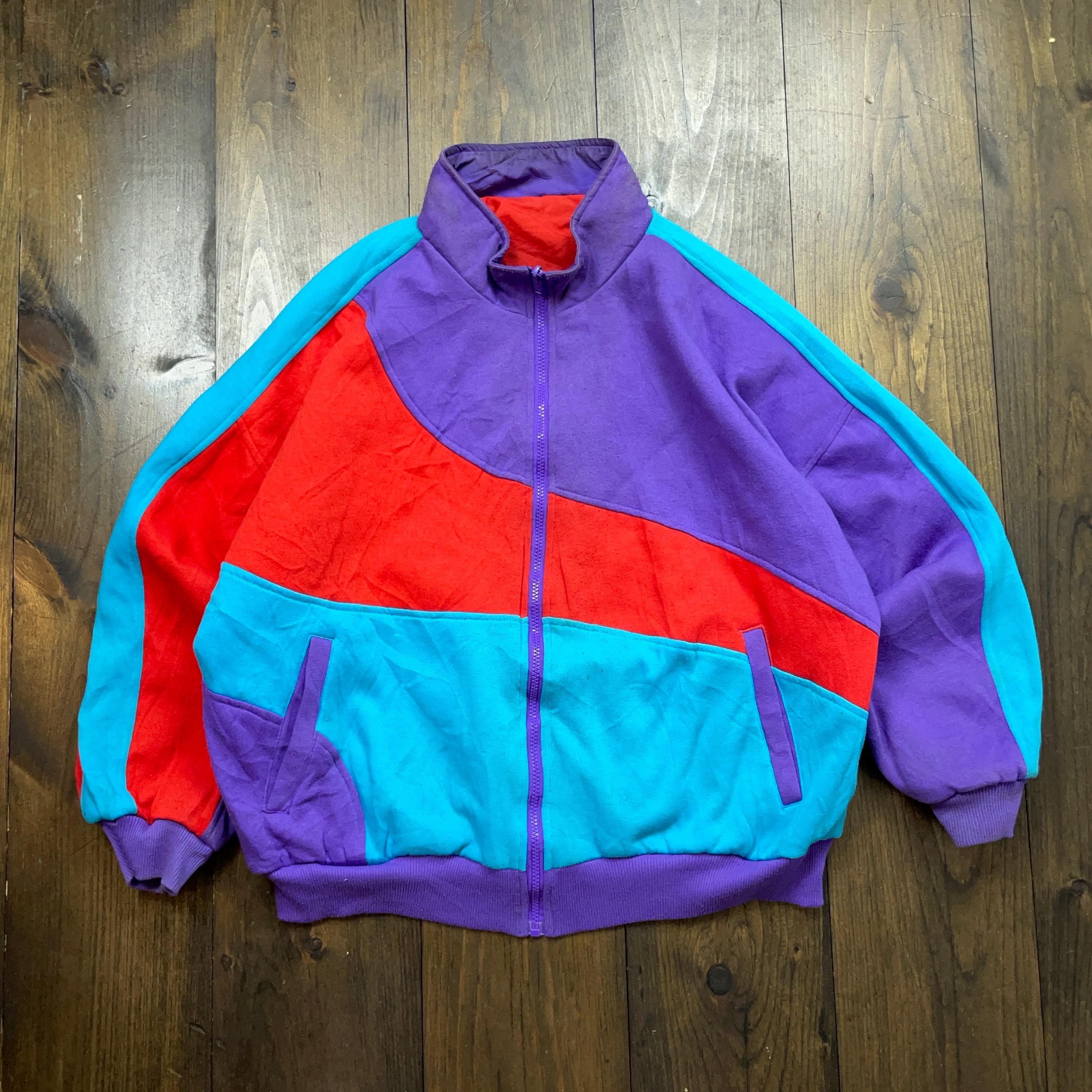 Vintage 1990s Reversible Color Block Aztec Geometric Bomber Jacket