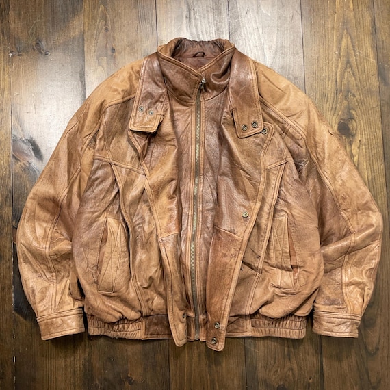 -90's vintage 本革 Flight Jacket S Bomber N143 Vintage Bomber Style Black Goatskin Leather Flight