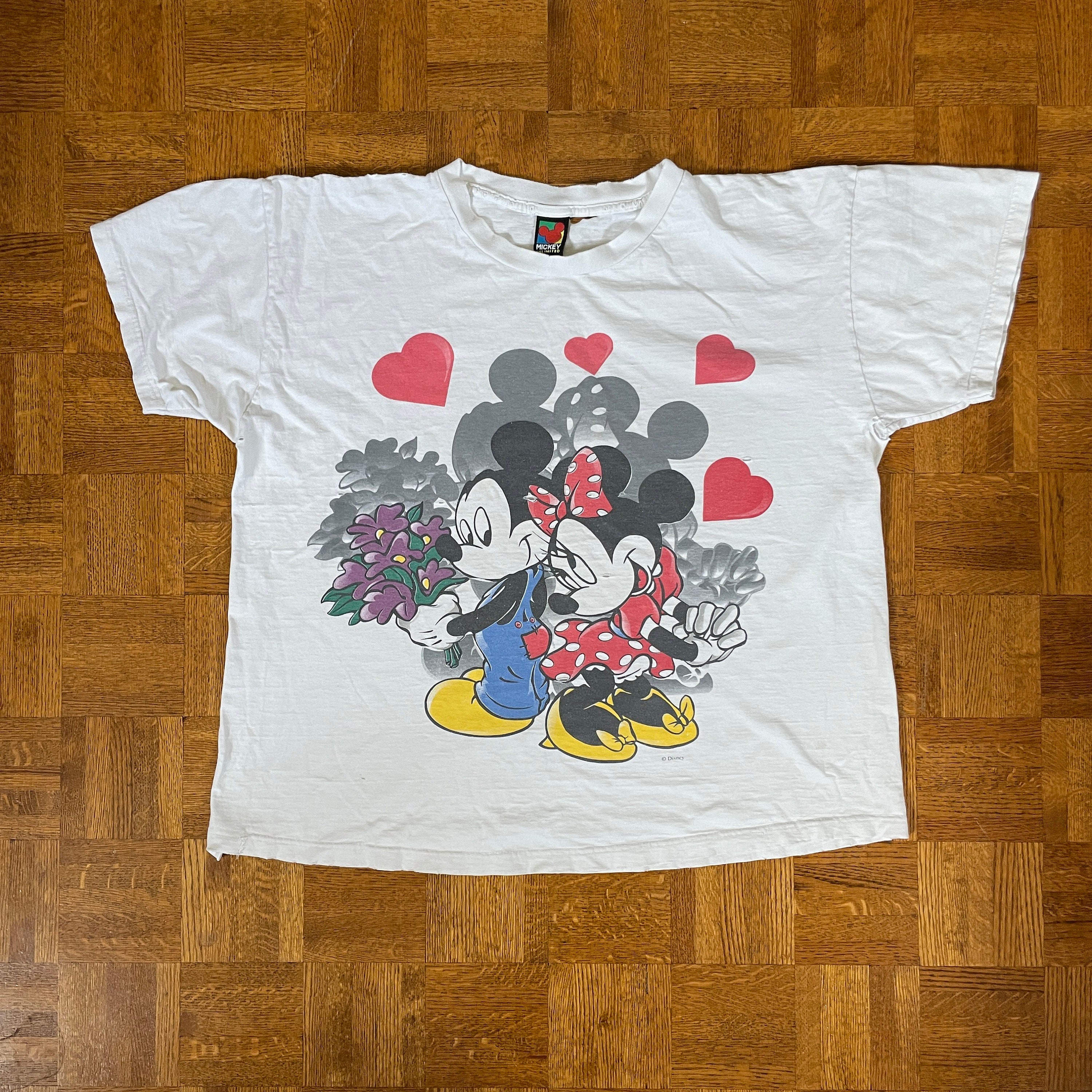 Vintage Mickey and Minnie Mouse Disney Love Hearts Double Sided 