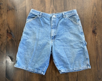 Vintage 1990s Wrangler Denim Jeans Pockets Cargo Jorts Shorts / size 36