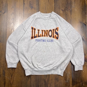 Vintage 1990s University of Illinois Fighting Illini College Varsity Crewneck Sweatshirt / made in USA / size Large