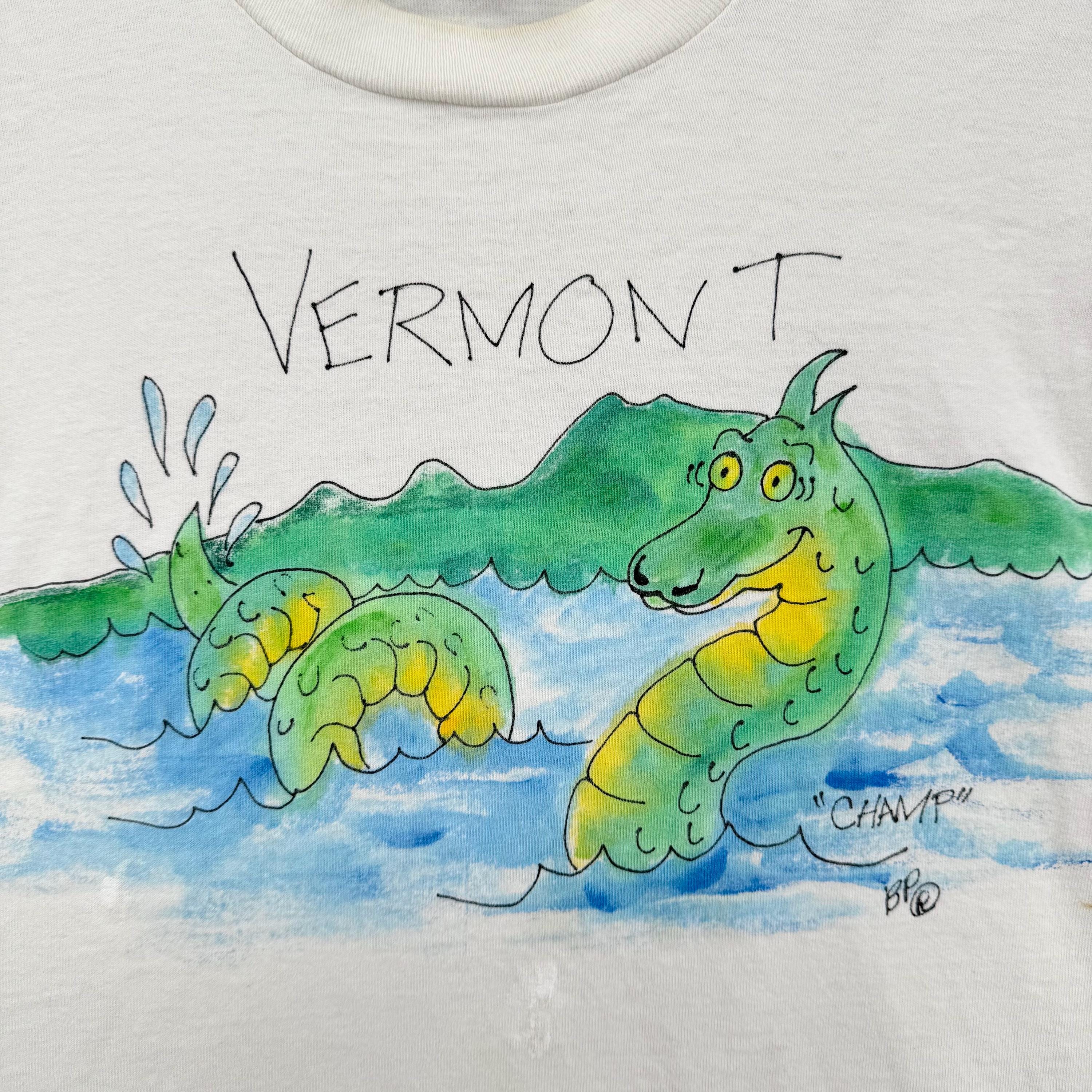Vintage 1990s Vermont Dragon Cartoon Lake Drawing Animal Single