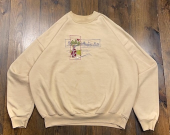 Vintage 1990s Golf Golfing Course Country Club Embroidered Crewneck Sweater / size XL (see measurements)