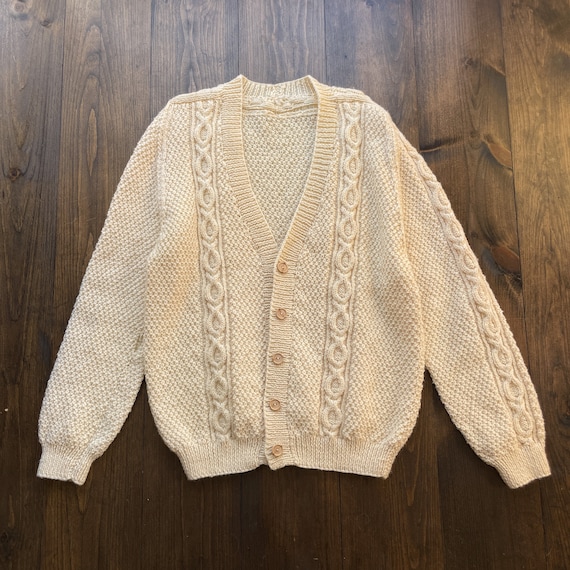 Vintage 1990s Wool Chunky Thick Cable Knit Button Cardigan Vintage 1990s Wool Chunky Thick Cable Knit Button Cardigan