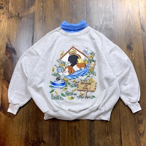 Vintage 1990s Puppy Dog Birds Cute Cartoon Turtleneck Sweatshirt / see measurements for sizing