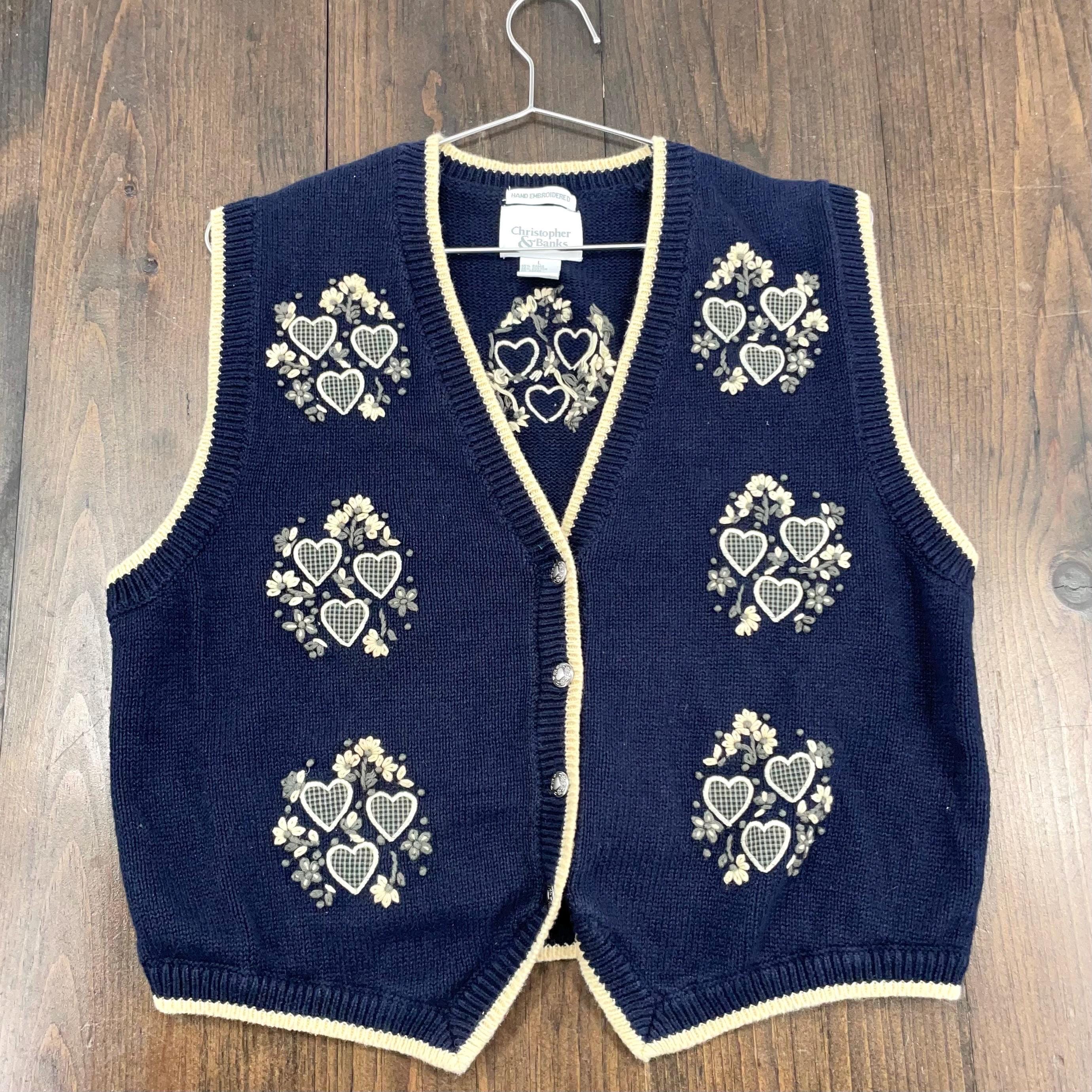 Embroidered Flower Knit Vest - Etsy