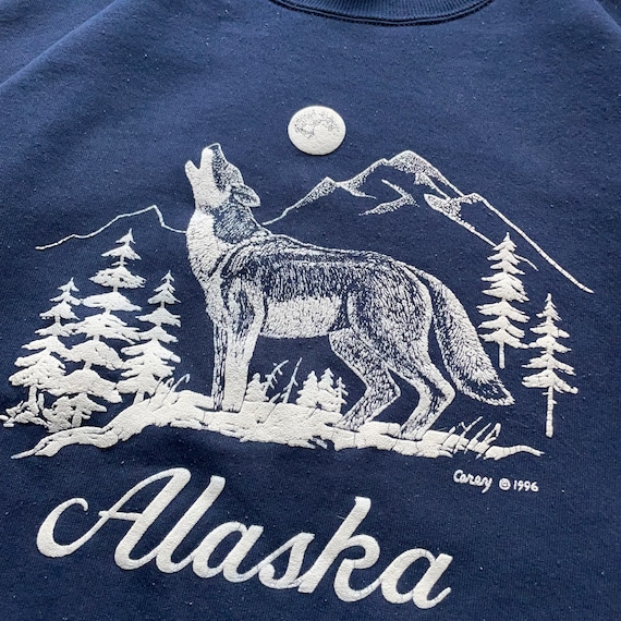 Vintage 1996 Alaska Wolf Wolves Howling Moon Souv… - image 2