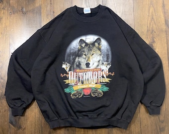 Vintage jaren 1990 Timber Wolf Wildlife Nature sweatshirt met ronde hals / maat XL
