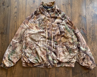 Vintage 1990s Realtree Camo Camouflage Outdoor Nature Bomber