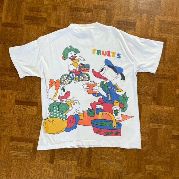 Vintage 90s Donald Duck Fruits Double Sided Cartoon S… Gem