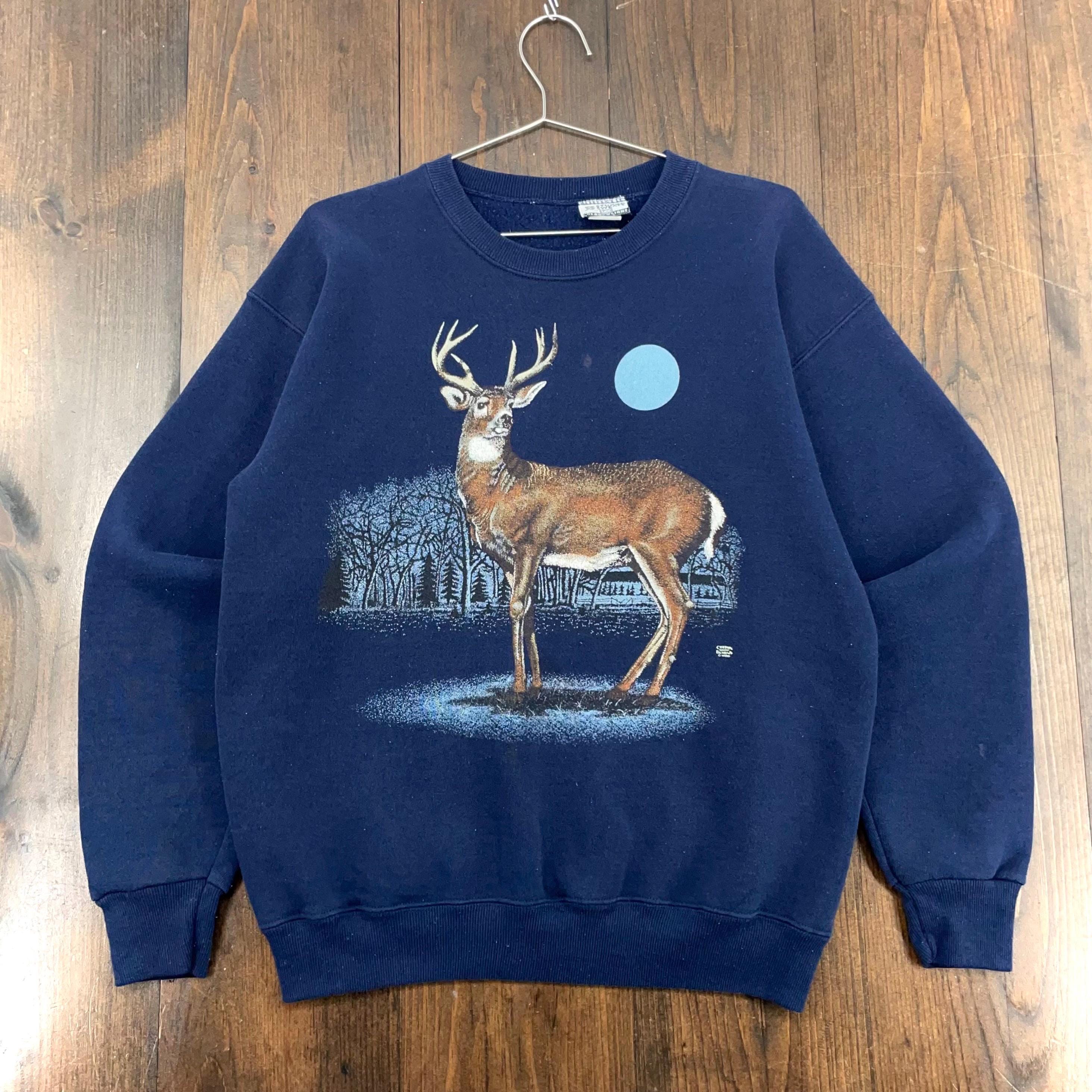 Vintage White Tail Deer Nature Wildlife 1987 sweat-shirt blanc taille adulte XL (convient à M) - France